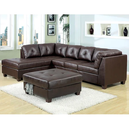 Armless Sectional Sofa with Tufted Seat Cushions and Left Side Chaise